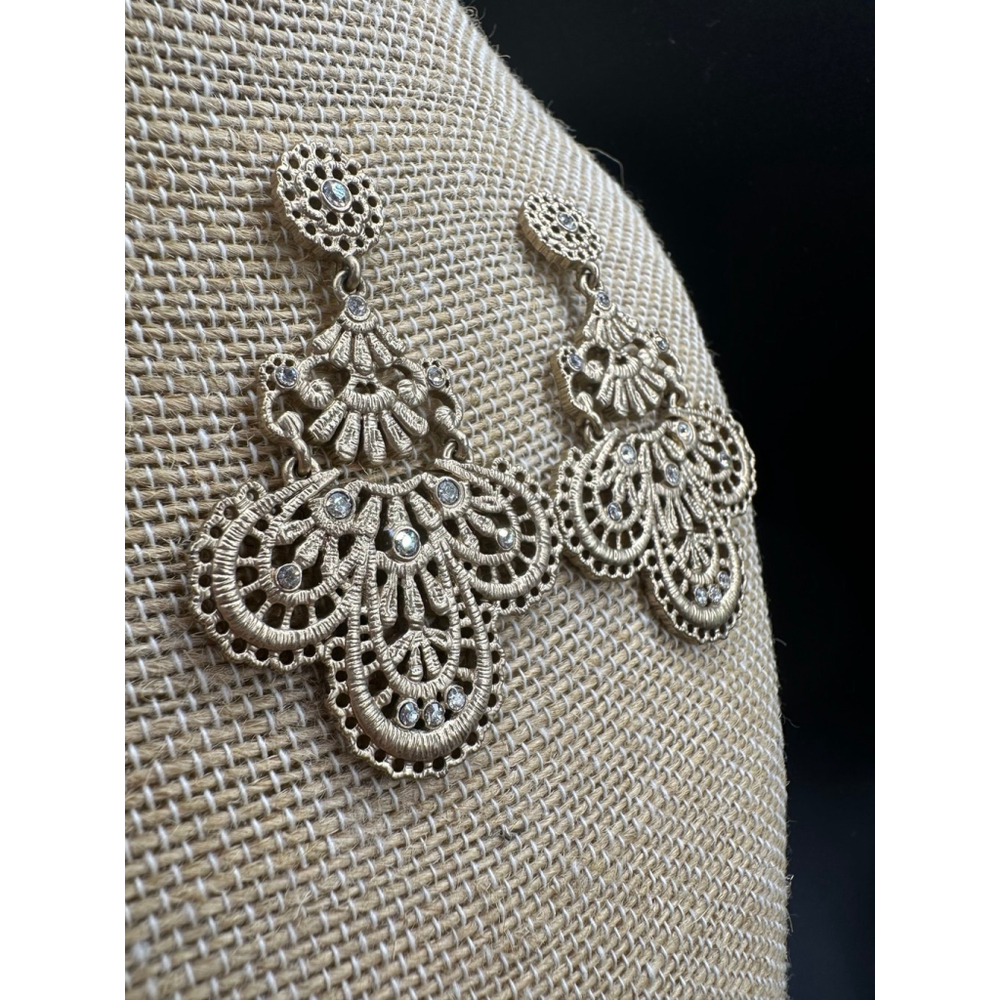 Gold “Queen’s Lace” Statement Earrings